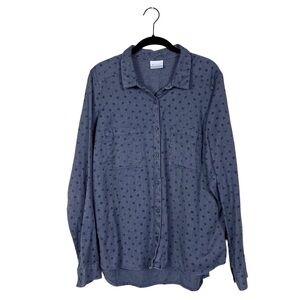 Columbia Out and About Blue Polka Dot Button Down Shirt Size XL
